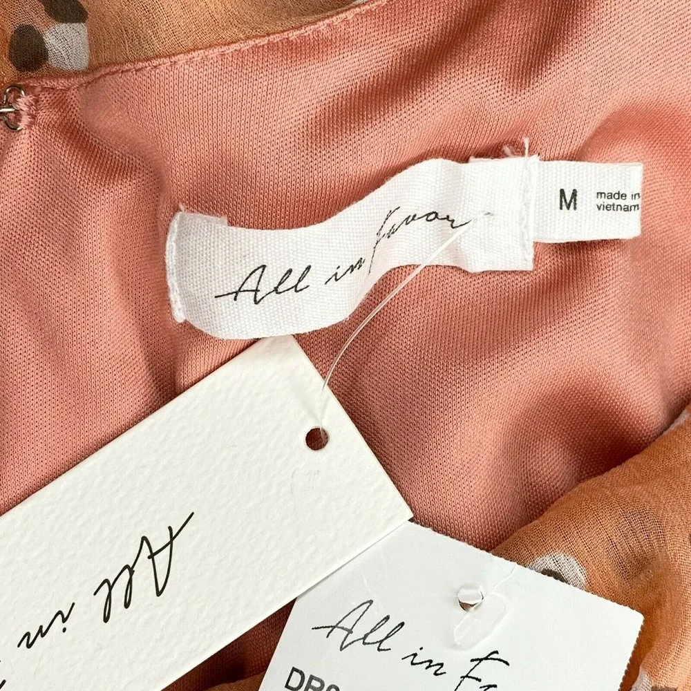 All in Favor Women's M Spaghetti Strap Ruched Front Dress Mauve Spots Dusty Pink - Picture 10 of 11